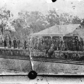 A scene at Glenrowan Railway Station shortly after the capture of Ned Kelly.