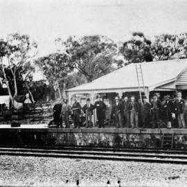 A scene at Glenrowan Railway Station shortly after the capture of Ned Kelly.