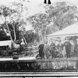 A scene at Glenrowan Railway Station shortly after the capture of Ned Kelly.