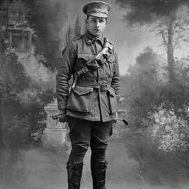 Studio portrait of  B. B. Smith in an Australian Army uniform.