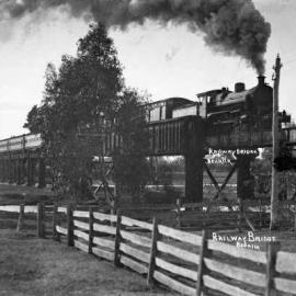 The Sydney Express steam train crossing the Broken River at Benalla.