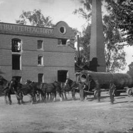 A large steam boiler on an extending jinker at the Benalla Butter Factory.
