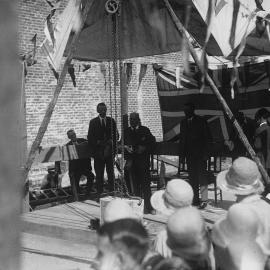 Installation of a plaque or foundation stone for an unknown building in Benalla.
