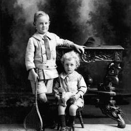 Studio portrait of two boys.