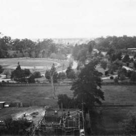 A view of part of Benalla including gardens, sports oval and Show Grounds.