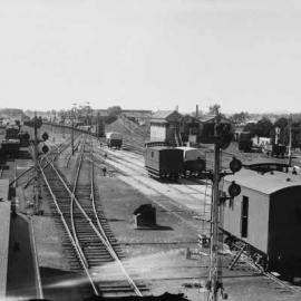 Railway tracks, rolling stock, yards and railway workshops at Benalla.