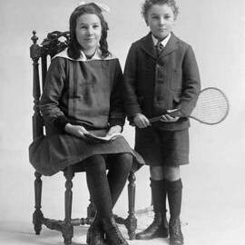 Studio portrait of two children.
