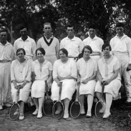 A posed group of unidentified tennis players.