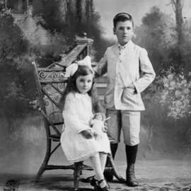 Studio portrait of two children.