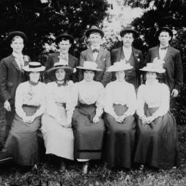 Unidentified posed group of  women and men at Benalla.