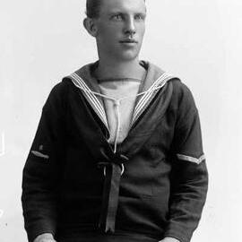 Portrait of a young man in a sailor’s uniform.  Family name Baxter.