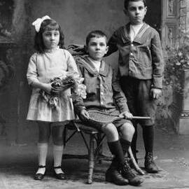 Studio portrait of three children.  Family name O’Brien.
