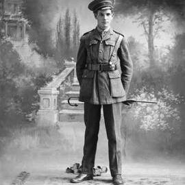 Portrait of a young man in military uniform.  Family name Warne.