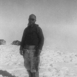 Ernst Sorge standing in snow