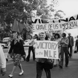 Anti-Vietnam war protesters at a May Day rally in Melbourne in 1975.