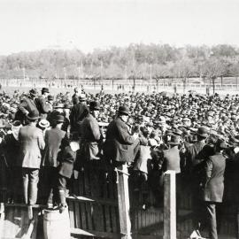 E. J. Holloway addressing an anti-conscription rally, Yarra Bank, Melbourne, in 1917.
