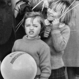Two young girls at a "No more Hiroshimas" rally in Melbourne.