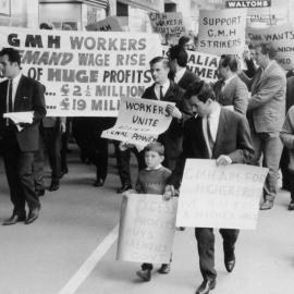 A demonstration by G.M.H. workers in Melbourne.