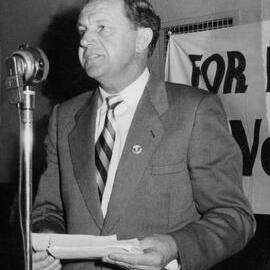 John Arrowsmith addressing a meeting.