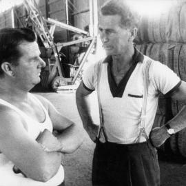 Ted McCormick and Ted Bull in 1962 at  South Wharf, Melbourne.