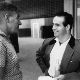Gus McDonald (McDonnell) and George Zangalis at the Engagement Centre for waterside labour on the Melbourne waterfront.