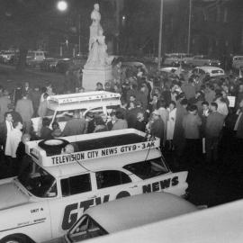 A demonstration in the Treasury Gardens, Melbourne.