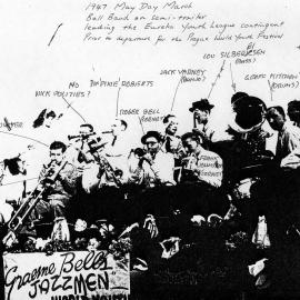 Graeme Bell's Jazzmen on a float in a 1947 May Day march.