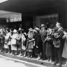 People watching a May Day March outside the Myer Emporium, Melbourne.