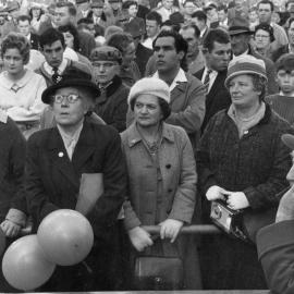 A group of people at an unknown event in Australia in the 1950s.