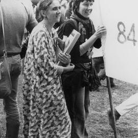 Nancy Atkin at an anti-uranium demonstration in Melbourne.