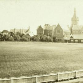Ormond College with University Oval in foreground, University of Melbourne, 1921-1926.