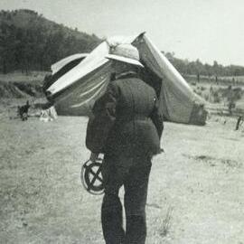 Colin Flecker at Survey camp, University of Melbourne, 1939.