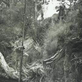 Arthur Ferguson and Jim Stratton at Survey camp, University of Melbourne, 1939.