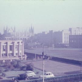Old Wilson Hall from Teachers' Training College, University of Melbourne, August 1952.