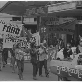 May Day 1974 ; "Nationalise food" banner