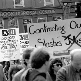 Public Sector Services union protest, 1992 - banner.