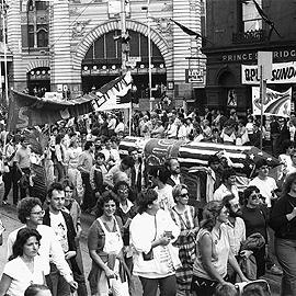 Marchers at Palm Sunday rally, April 1984.