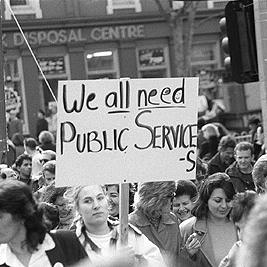 Public Sector Services union protest, 1992 - "Public Service" banner.