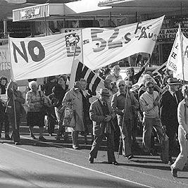 May Day, 1981 - "No B-52s" banner.