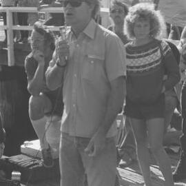 Roger Wilson at USS Queenfish protest, Station Pier, Port Melbourne, 5th March 1978