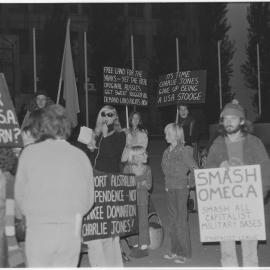 Anti-bases demonstration in the City Square - Jean McLean (centre)