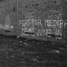 "Fight for Medibank" graffiti in Port Melbourne