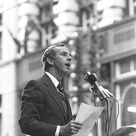 John Cain at an Anti-Uranium Rally, 1981.