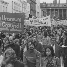 Banners at Movement Against Uranium Mining march, 3rd August 1978