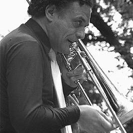 Frank Traynor playing the trombone.