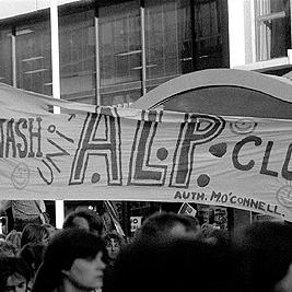 Anti-Fraser government demonstration - banners.