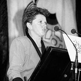 Robyn Archer during Nelson Mandela's visit to Melbourne, 25th October 1990.