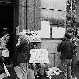 Australian Journalists' Association picket line in front of the Herald building, 1991.