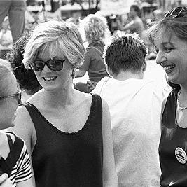 Sian Prior and Theresa Grima at the second Persian Gulf war protest march, 25 January 1991.