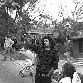 Ciaron O'Reilly at Watsonia Army Barracks demonstration, 18th October 1987